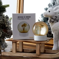 La Chaise Longue Déco-BOULE A NEIGE PALMIER DORE