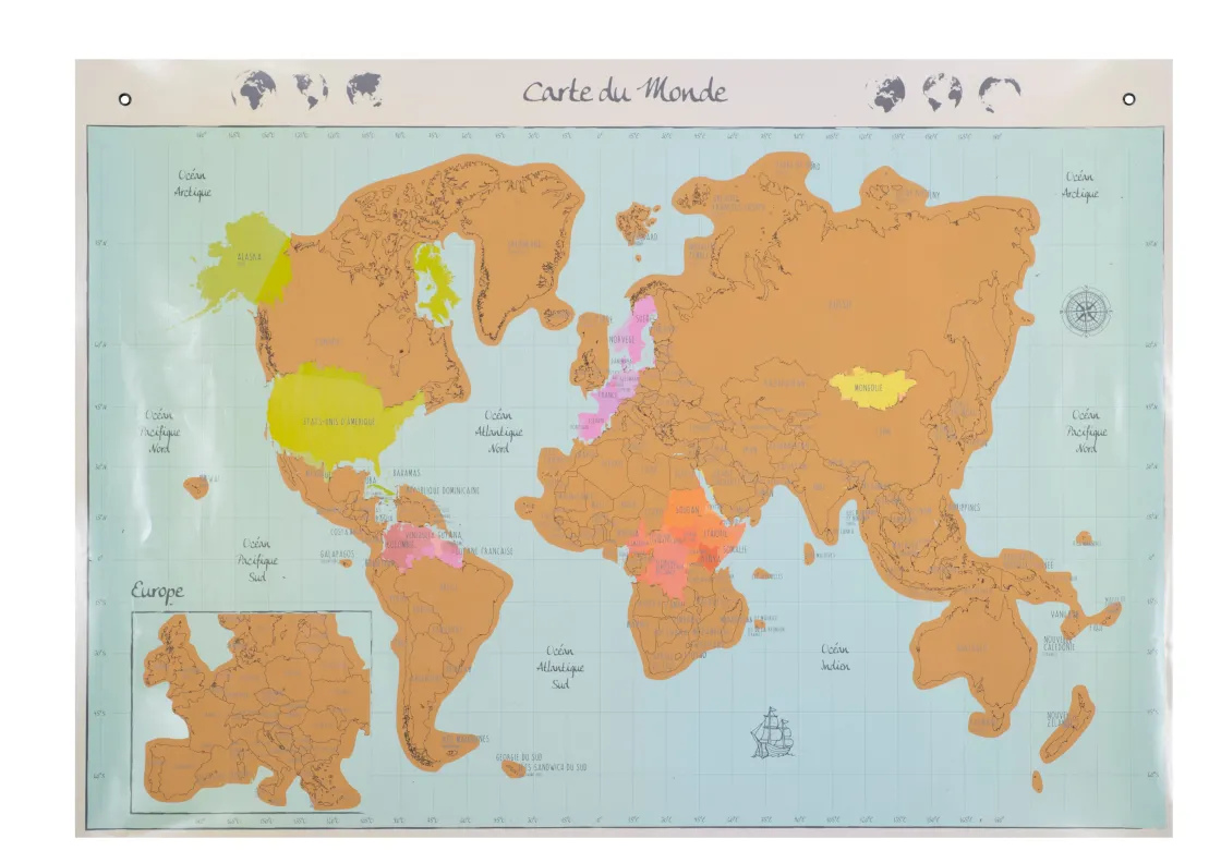 La Chaise Longue Loisirs & Entretien-CARTE DU MONDE A GRATTER