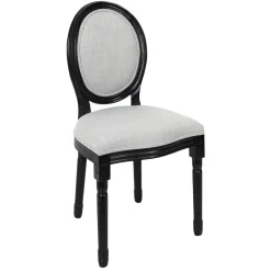 La Chaise Longue Mobilier-CHAISE ELEONOR NOIR TISSU GRIS - Lot de 2