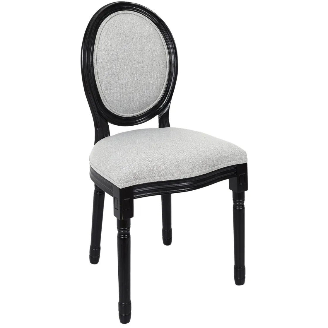 La Chaise Longue Mobilier-CHAISE ELEONOR NOIR TISSU GRIS - Lot de 2