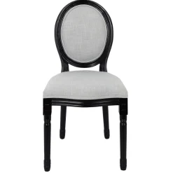 La Chaise Longue Mobilier-CHAISE ELEONOR NOIR TISSU GRIS - Lot de 2