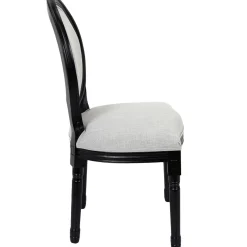 La Chaise Longue Mobilier-CHAISE ELEONOR NOIR TISSU GRIS - Lot de 2