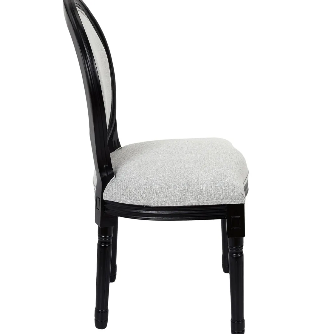 La Chaise Longue Mobilier-CHAISE ELEONOR NOIR TISSU GRIS - Lot de 2