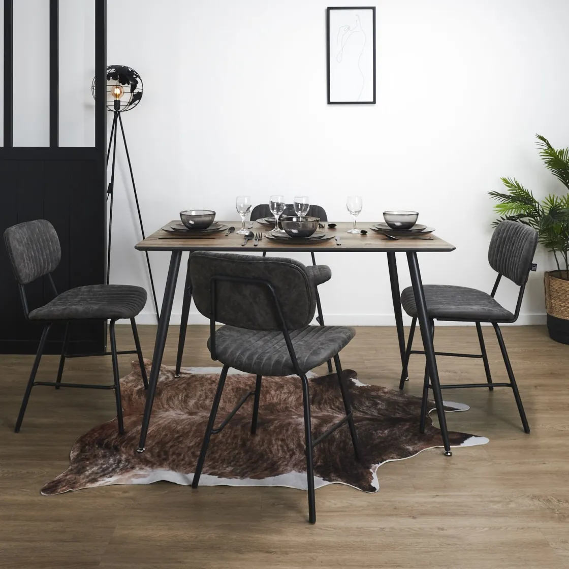 La Chaise Longue Mobilier-CHAISE TAYLOR GRIS - Lot de 2