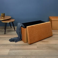 La Chaise Longue Mobilier-COFFRE BANC PLIABLE RETRO MOUTARDE