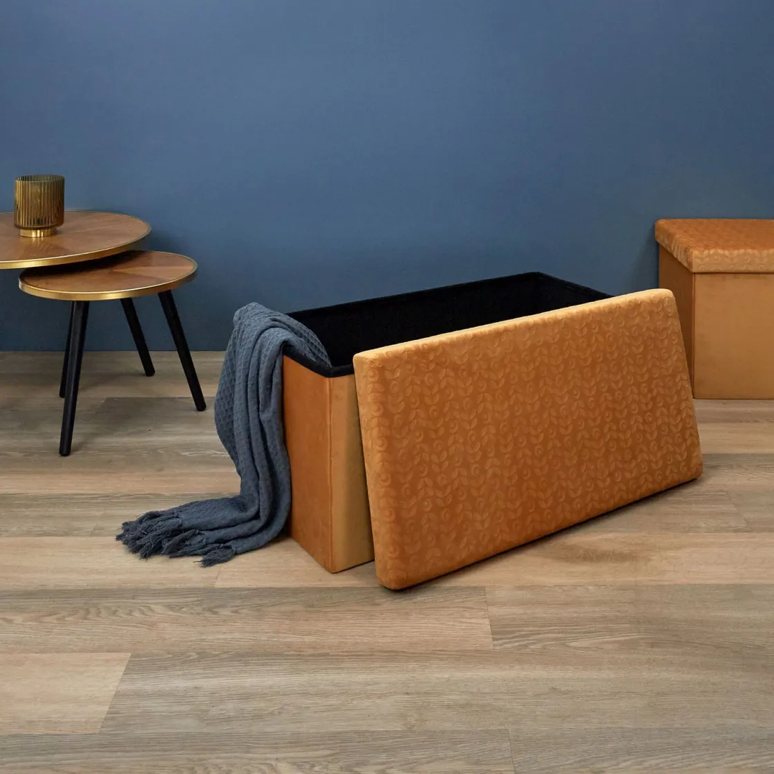 La Chaise Longue Mobilier-COFFRE BANC PLIABLE RETRO MOUTARDE