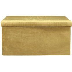 La Chaise Longue Mobilier-COFFRE BANC PLIABLE VELOURS COTELE GIULIA JAUNE