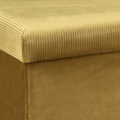 La Chaise Longue Mobilier-COFFRE BANC PLIABLE VELOURS COTELE GIULIA JAUNE