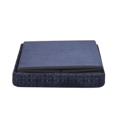 La Chaise Longue Mobilier-COFFRE POUF PLIABLE RETRO BLEU NUIT