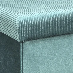 La Chaise Longue Mobilier-COFFRE POUF PLIABLE VELOURS COTELE GIULIA BLEU