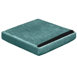 La Chaise Longue Mobilier-COFFRE POUF PLIABLE VELOURS COTELE GIULIA BLEU