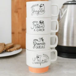 La Chaise Longue Thé & Café-COFFRET 4 TASSES EMPILABLES