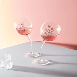 La Chaise Longue Vin & Champagne|Boissons & Cocktails-COFFRET 2 VERRES PENCHES DORES