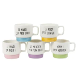 La Chaise Longue Thé & Café-COFFRET DE 5 TASSES À CAFÉ SEMAINE