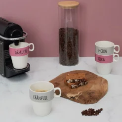 La Chaise Longue Thé & Café-COFFRET DE 4 TASSES A CAFE GRELUCHE MORUE
