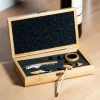 La Chaise Longue Vin & Champagne-COFFRET FIBRE BOIS NATUREL DE SERVICE VIN 5 PCS
