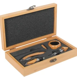 La Chaise Longue Vin & Champagne-COFFRET FIBRE BOIS NATUREL DE SERVICE VIN 5 PCS