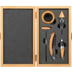 La Chaise Longue Vin & Champagne-COFFRET FIBRE BOIS NATUREL DE SERVICE VIN 5 PCS