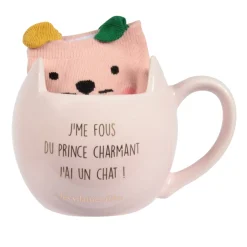 La Chaise Longue Thé & Café-COFFRET MUG ET CHAUSSETTE CHAT