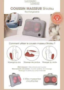 La Chaise Longue Massage & Relaxation|Cocoon-COUSSIN MASSEUR SHIATSU RECHARGEABLE