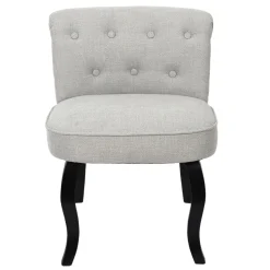 La Chaise Longue Mobilier-FAUTEUIL ELEONOR NOIR TISSU GRIS