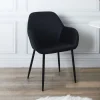 La Chaise Longue Mobilier-FAUTEUIL GIULIA NOIR VELOURS COTELE - Lot de 2