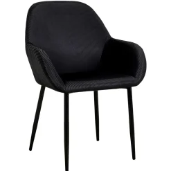 La Chaise Longue Mobilier-FAUTEUIL GIULIA NOIR VELOURS COTELE - Lot de 2