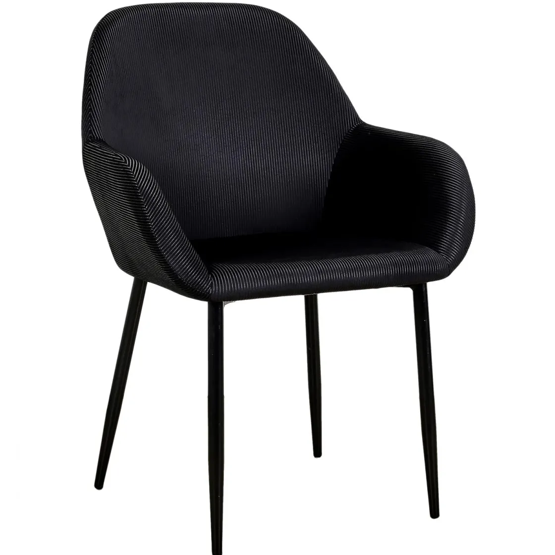 La Chaise Longue Mobilier-FAUTEUIL GIULIA NOIR VELOURS COTELE - Lot de 2