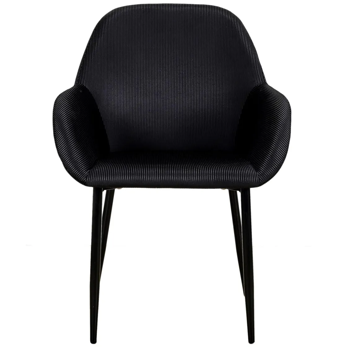 La Chaise Longue Mobilier-FAUTEUIL GIULIA NOIR VELOURS COTELE - Lot de 2