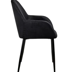 La Chaise Longue Mobilier-FAUTEUIL GIULIA NOIR VELOURS COTELE - Lot de 2