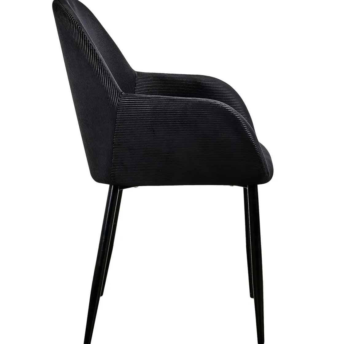 La Chaise Longue Mobilier-FAUTEUIL GIULIA NOIR VELOURS COTELE - Lot de 2