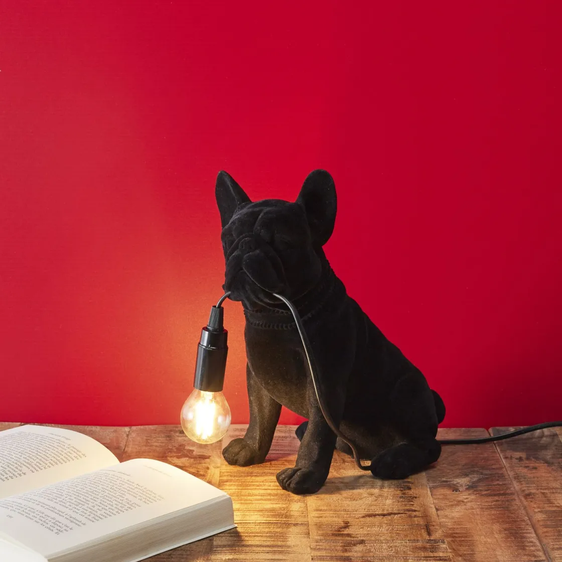 La Chaise Longue Déco-LAMPE BOULEDOGUE BLACK VELVET