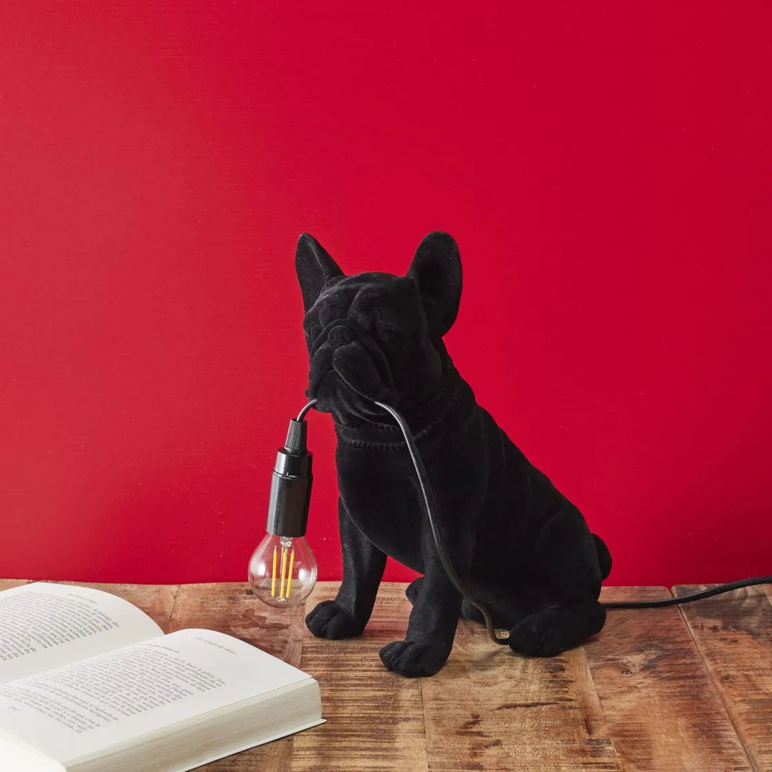La Chaise Longue Déco-LAMPE BOULEDOGUE BLACK VELVET