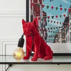 La Chaise Longue Déco-LAMPE BOULEDOGUE RED VELVET