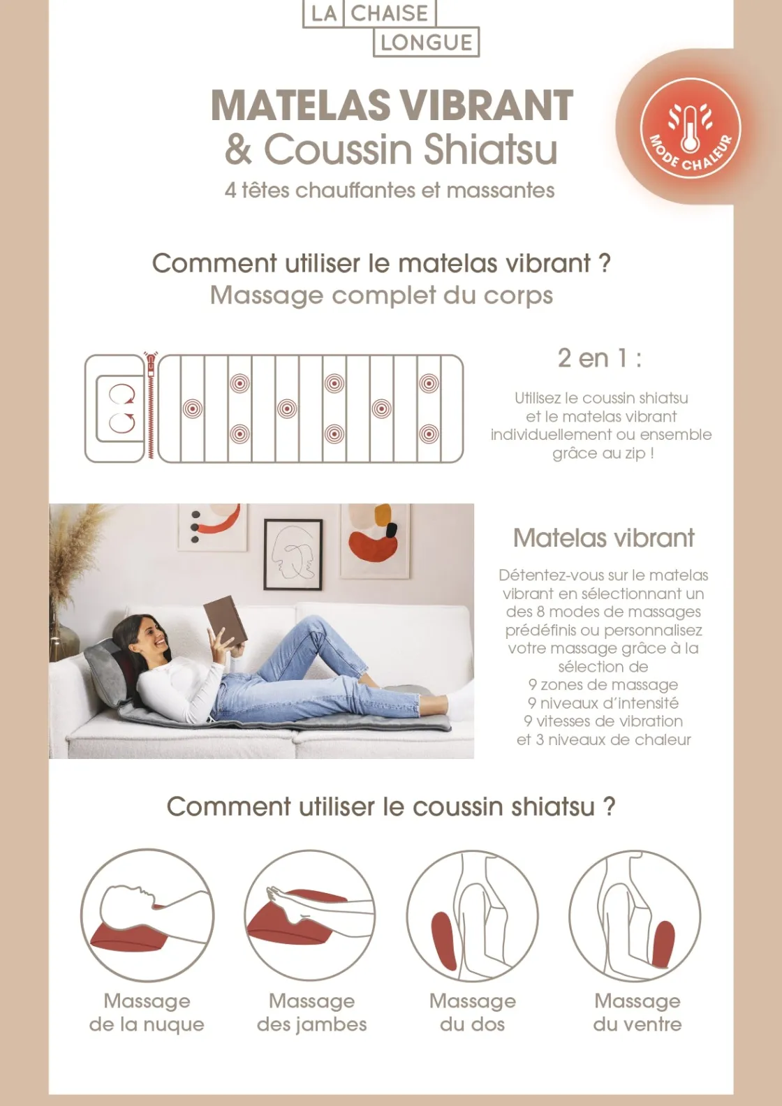 La Chaise Longue Massage & Relaxation-MATELAS SHIATSU VIBRANT