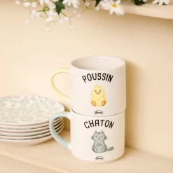 La Chaise Longue Thé & Café-MUG DUO MAT POUSSIN CHATON