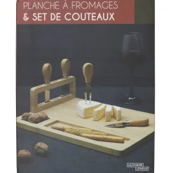 La Chaise Longue Art De La Table|Accessoires-PLANCHE A FROMAGE 4 COUTEAUX BAMBOU
