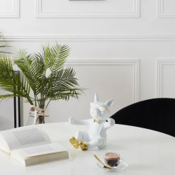 La Chaise Longue Déco-PORTE BOUTEILLE BOULEDOGUE BLANC