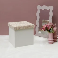 La Chaise Longue Déco-POUF PLIABLE TWEED BEIGE