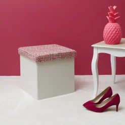 La Chaise Longue Déco-POUF PLIABLE TWEED ROSE