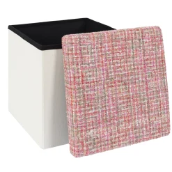 La Chaise Longue Déco-POUF PLIABLE TWEED ROSE