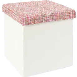 La Chaise Longue Déco-POUF PLIABLE TWEED ROSE