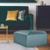 La Chaise Longue Mobilier-POUF VELOURS COTELE 75CM GIULIA BLEU CANARD