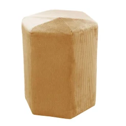 La Chaise Longue Mobilier-POUF VELOURS COTELE 35CM GIULIA JAUNE MOUTARDE