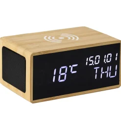 La Chaise Longue Horloge & Réveil-REVEIL CHARGEUR BOIS