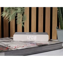 La Chaise Longue Horloge & Réveil-REVEIL CHARGEUR BOIS GRIS