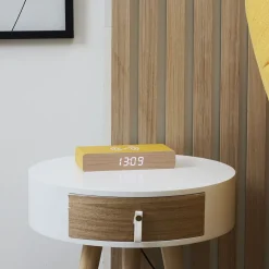 La Chaise Longue Horloge & Réveil-REVEIL CHARGEUR BOIS JAUNE