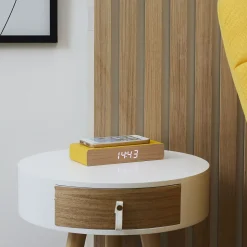 La Chaise Longue Horloge & Réveil-REVEIL CHARGEUR BOIS JAUNE