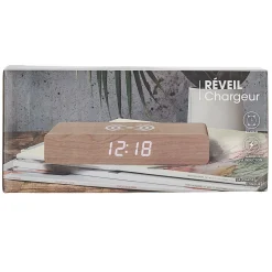 La Chaise Longue Horloge & Réveil-REVEIL CHARGEUR BOIS NATUREL
