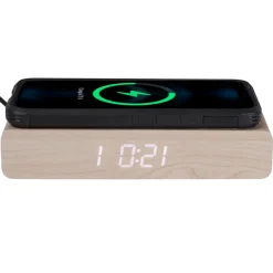 La Chaise Longue Horloge & Réveil-REVEIL CHARGEUR BOIS NATUREL